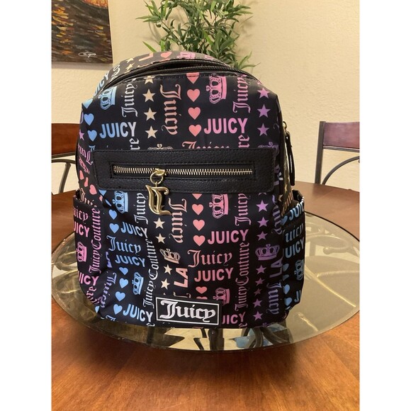 Juicy Couture Backpack Multicolor Black with Crowns Hearts Stars  Pockets Y2K main image 8